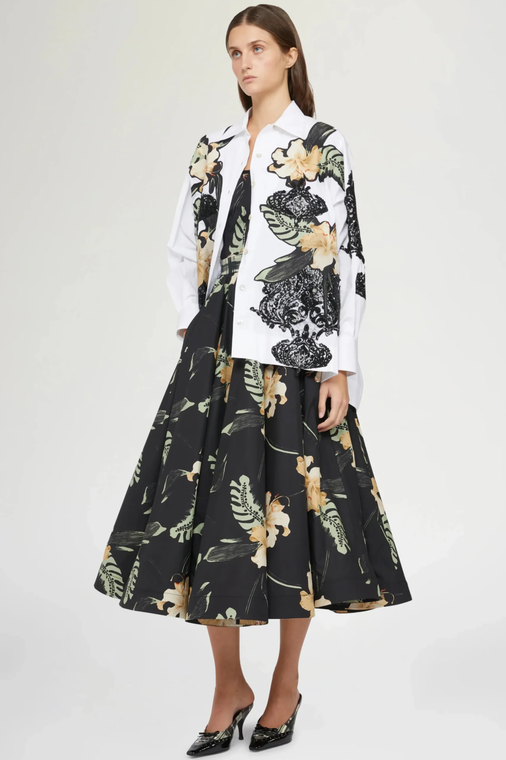 Camicia Bianca Ibiscus Patchworks