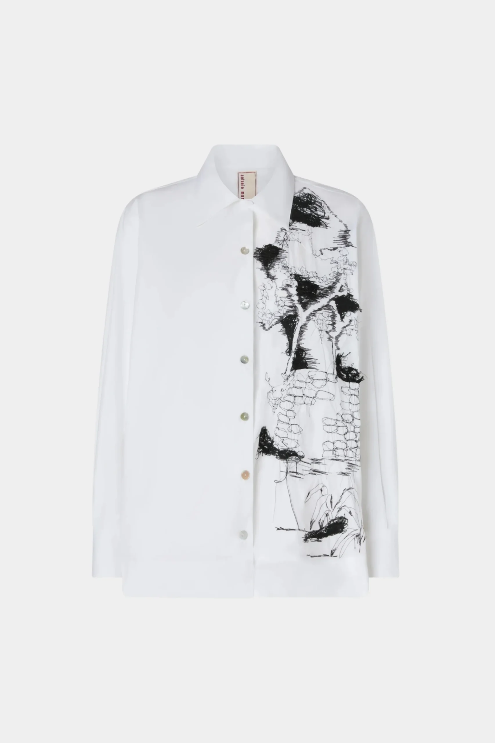 Camicia Bianca Ricami Neri