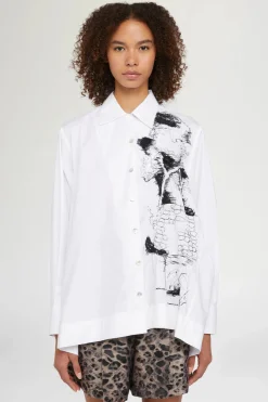 Camicia Bianca Ricami Neri