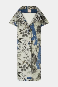 Cappotto in Denim Stampa Tropicale