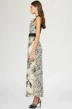 Midi Abito Stampa Tropicale & Leopardo
