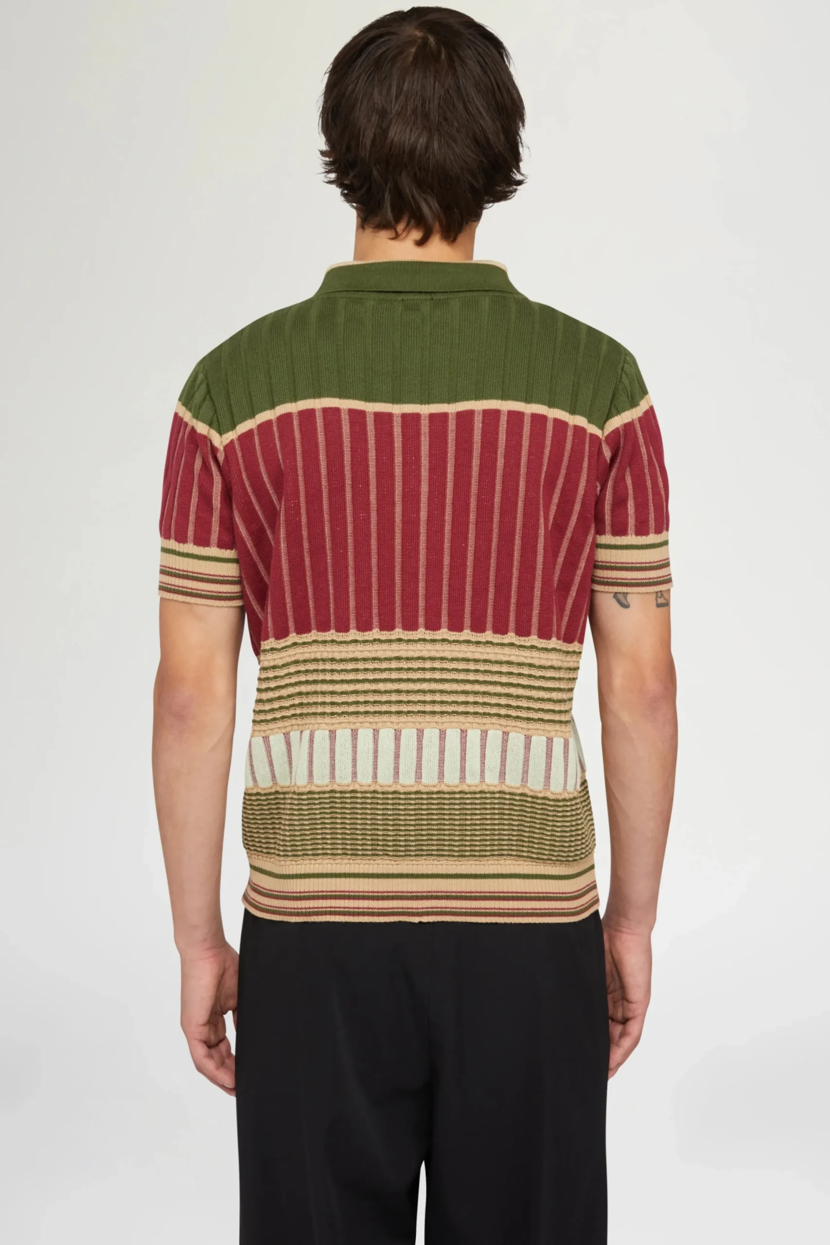 Polo in Maglia Rossa e Verde